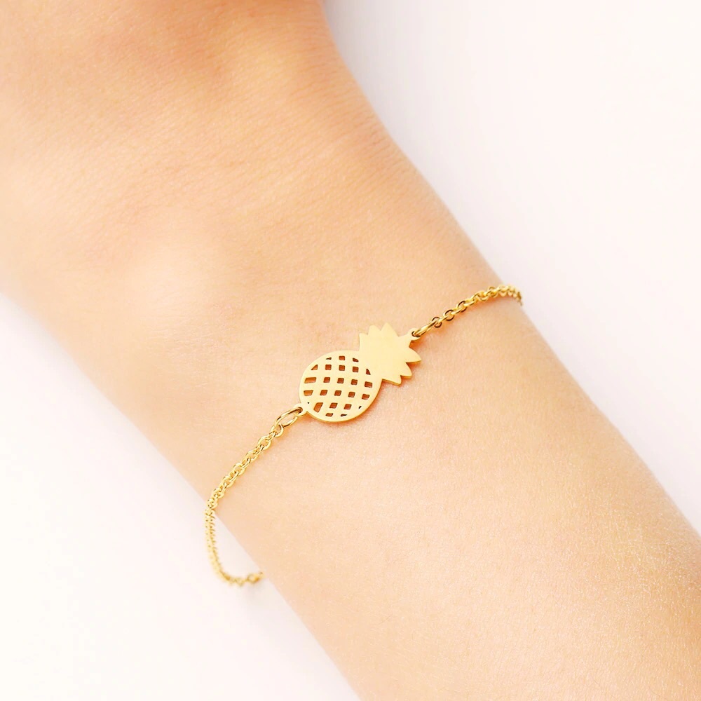 Gold and Silver Stainless Steel Pineapple Bracelet